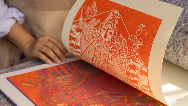 Linoleumstryk orange