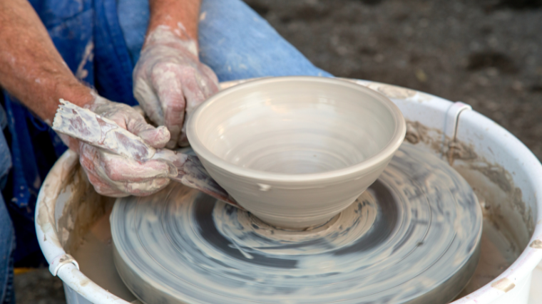 Keramik drejeskive med skål